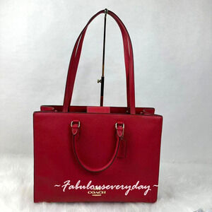 coach Maggie Tote Bag Shoulder Bag In Leather/Gold/True Red CY666 NWT